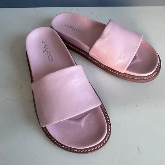 J/SLIDE slides size 6 pink leather flats Rocket - Picture 1 of 10